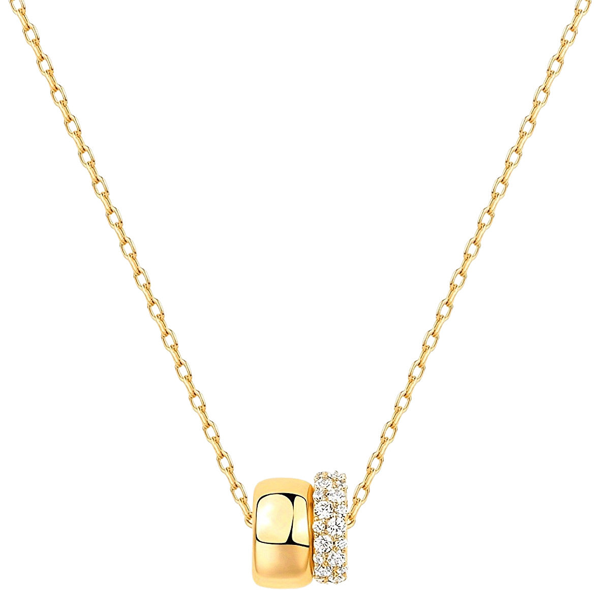 Wholesale Retro Creative Diamond-Encrusted Double-Ring Necklace