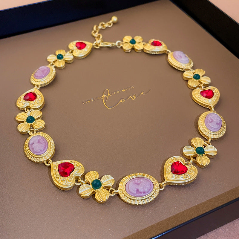 Wholesale Alloy Rhinestone Clavicle Necklace,  Geometric Vintage Style Fashion Jewelry Accessory for Gift