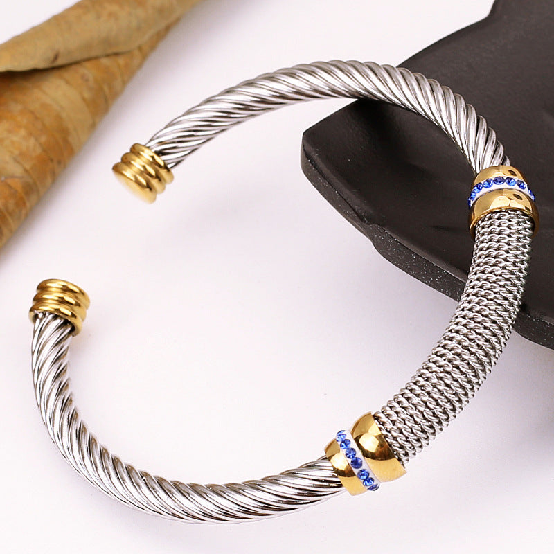 Wholesale Braided Titanium Steel Wire Rose Gold Bracelet ACC-BT-QianCai005