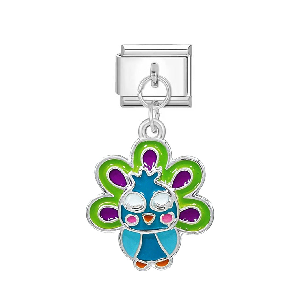 Wholesale Italian Charm Bracelet 9mm DIY  Colorful Butterfly Series    Creative Stainless Steel Composable Bracelet