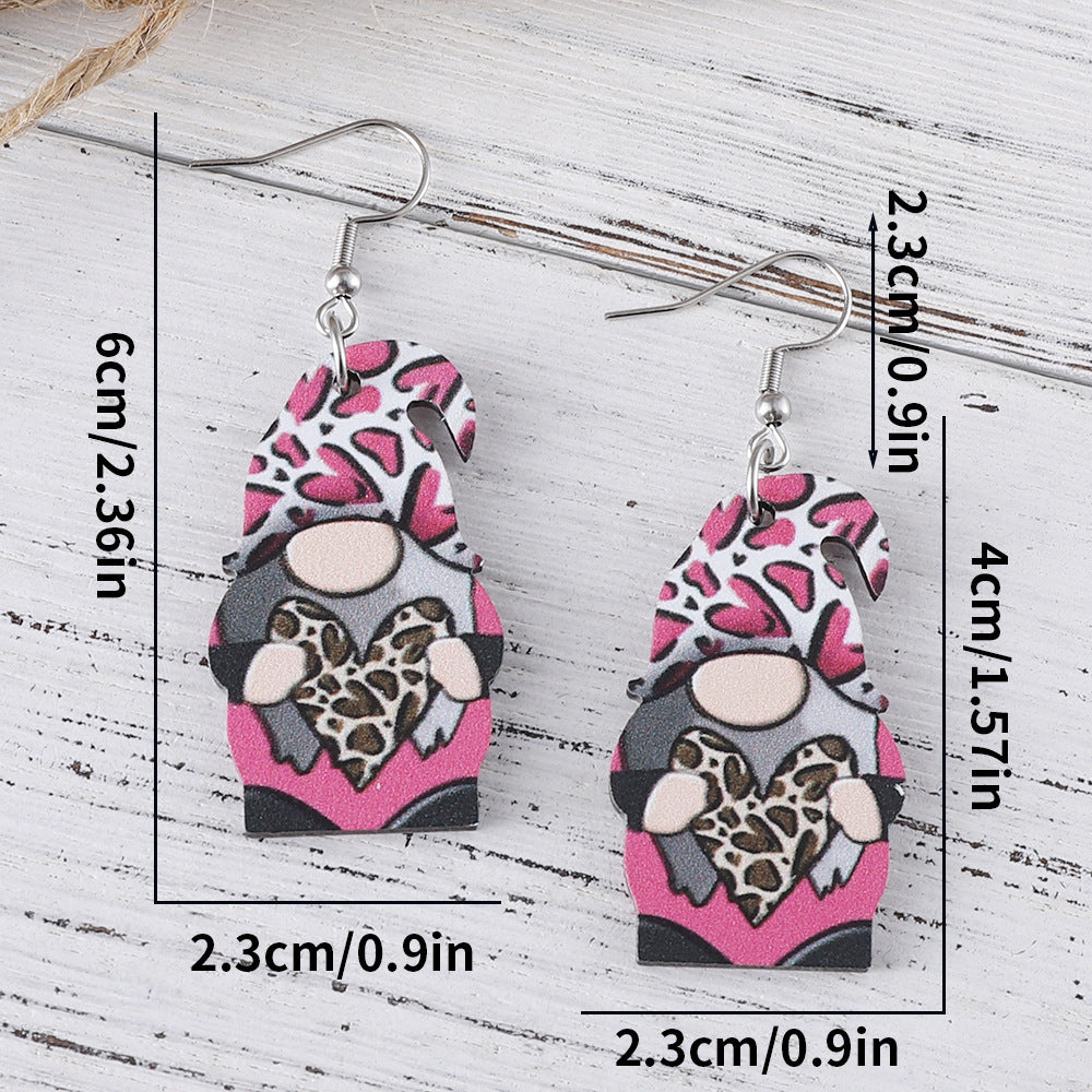 Wholesale Wooden Valentine' s Day Heart-Shaped Dwarf Earrings