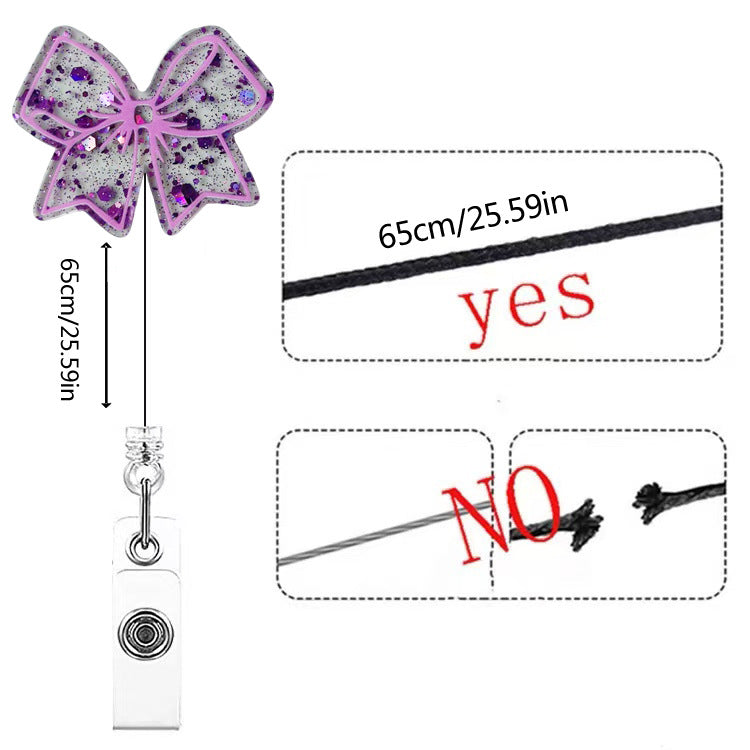 Wholesale acrylic pink bow retractable name tag clip  Badge Reels
