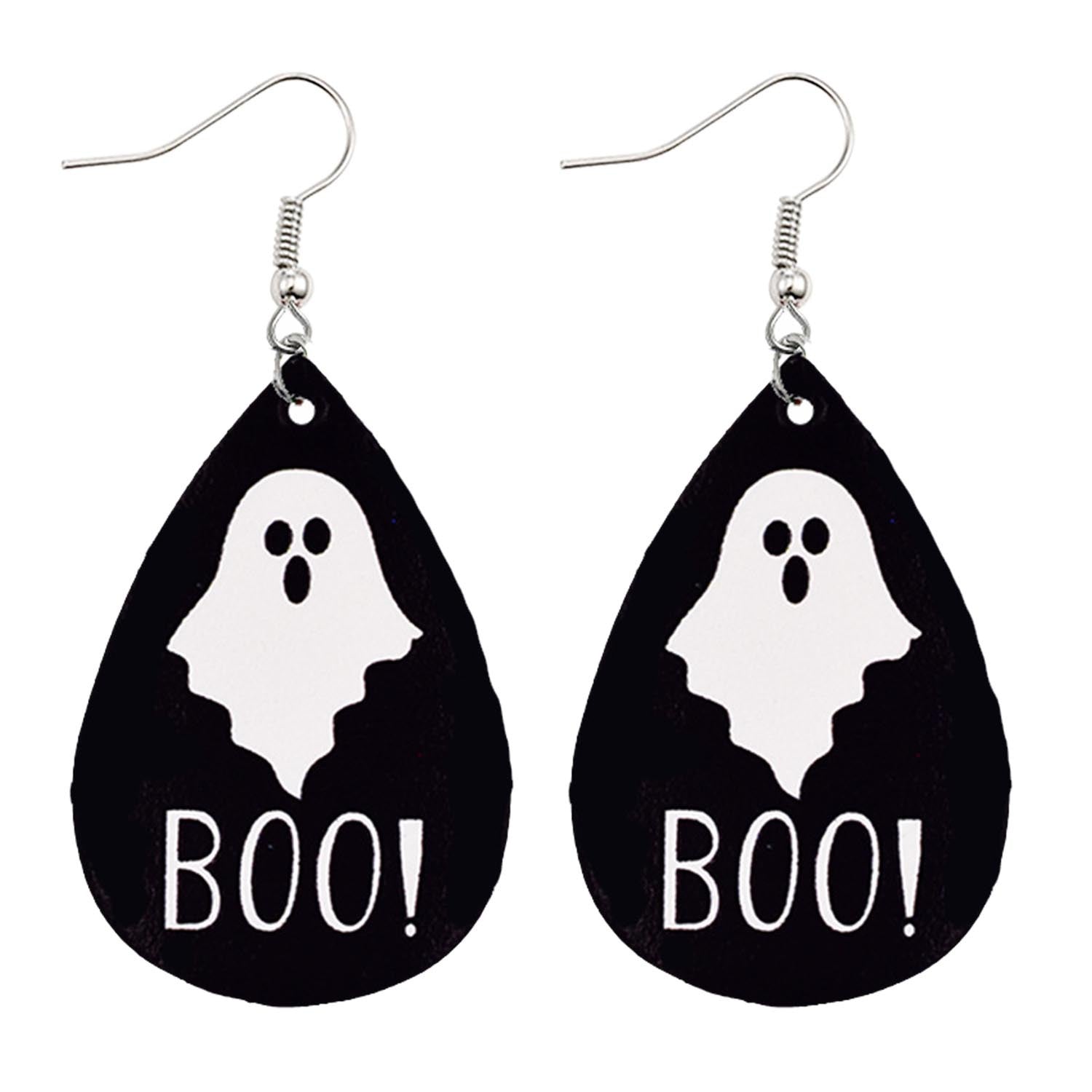Wholesale Halloween Pumpkin Ghost Bat PU Leather Earrings ACC-ES-ChenY063