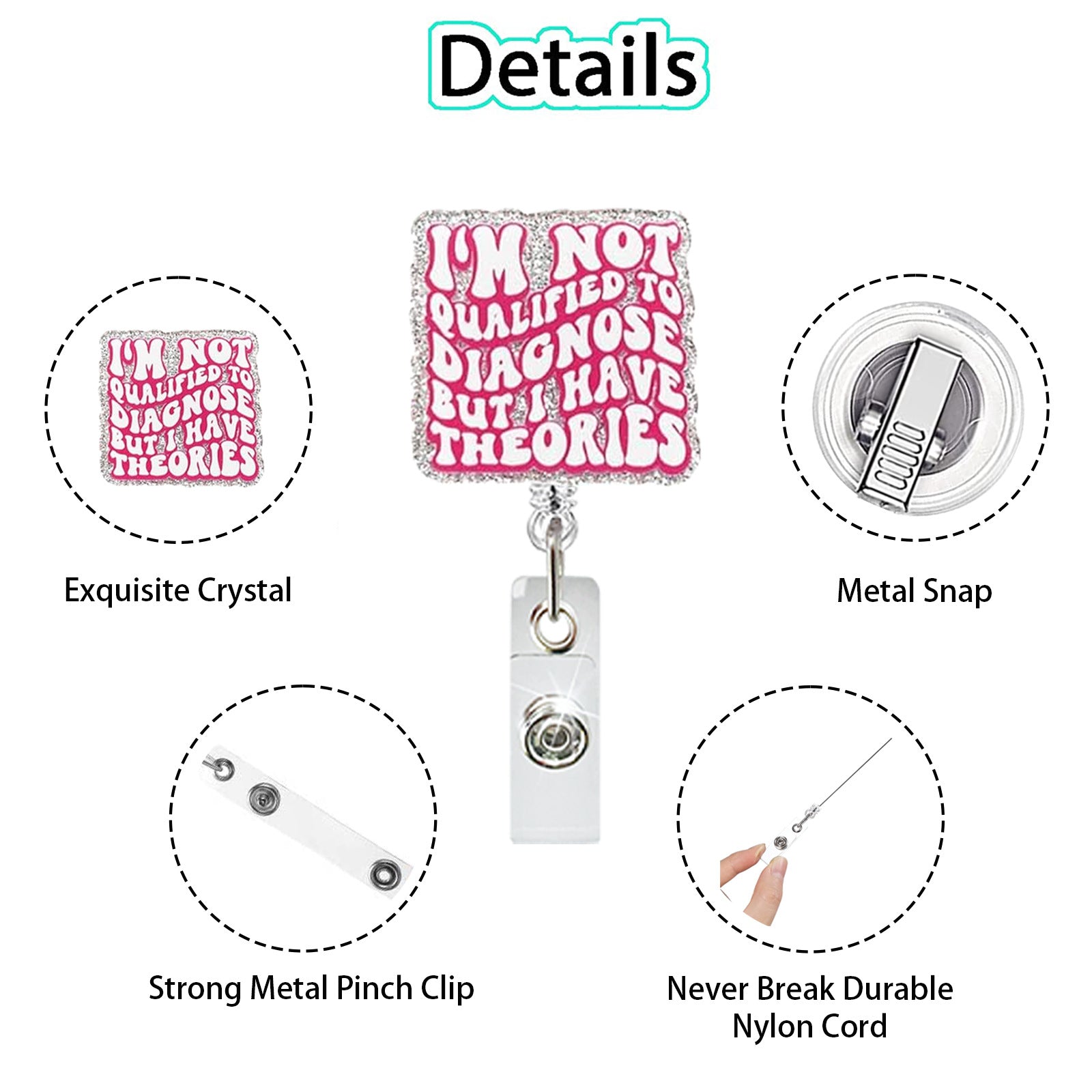Wholesale Fun Cartoon Acrylic Badge Reel Retractable ID Card Holder Keychain Accessory