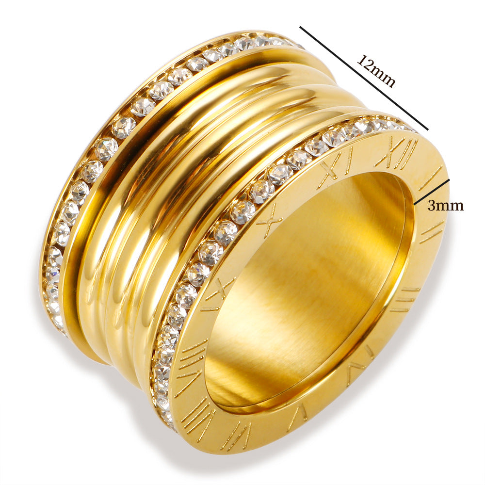 Wholesale Stainless steel gold-plated multi-layered irregular-shaped ring