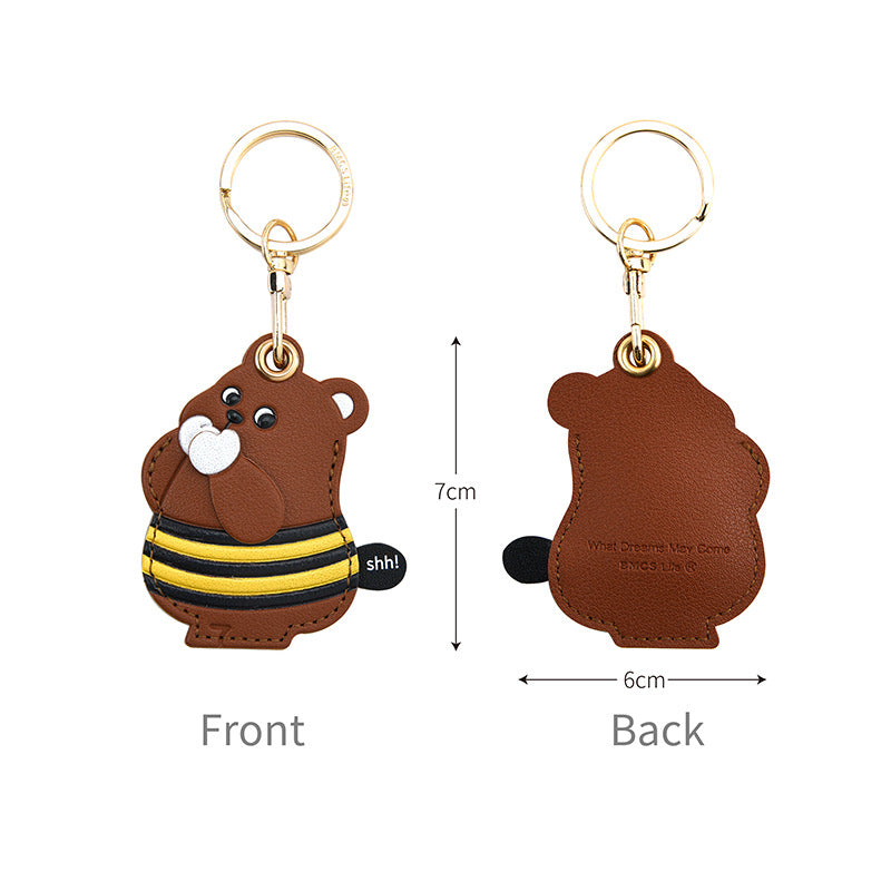 Wholesale Fruit Print Drop Shaped PU Leather Card Holder Keychain Cute Bag Charm Boutique Resale Gift