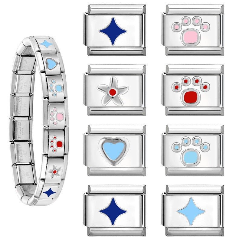 Wholesale Italian Charm Bracelet 9mm DIY Splicing Creative Pattern Stainless Steel Composable Bracelet
