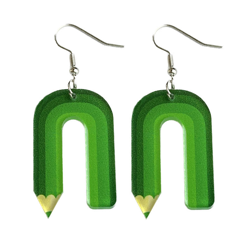 Wholesale 2 Pairs/pack Teachers Colored Pencil Art Acrylic Earrings Teacher's Day ACC-ES-HY020