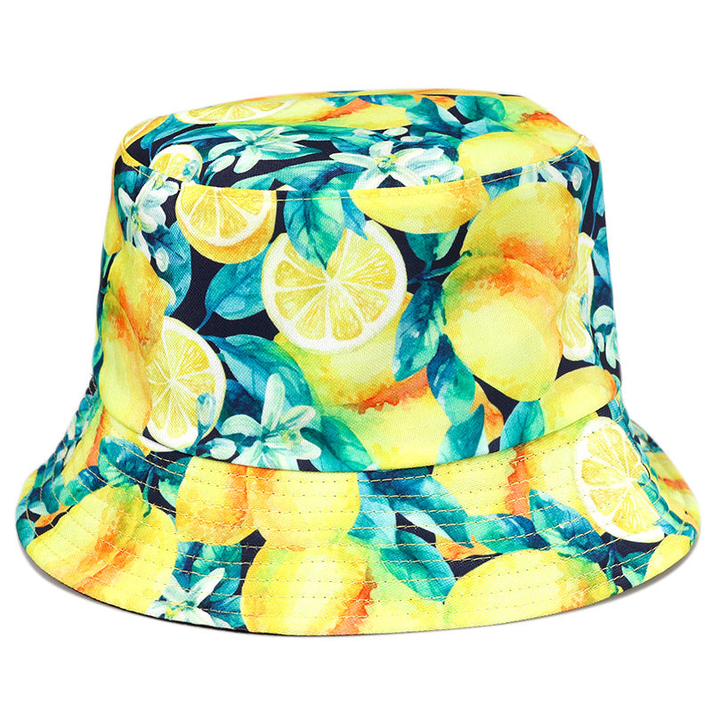 Wholesale Tropical fruit double sided wearing printed pot hat outdoor Bucket Hat