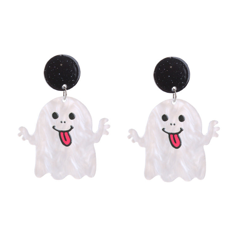 Wholesale  Pumpkin Cat Skull Funny Exaggerated Acrylic Halloween Earrings