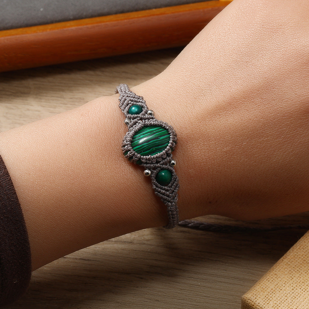 Wholesale Handmade Natural Stone Adjustable Braided Rope Bracelet Traditional Wrap Design Fashion Accessory For Women