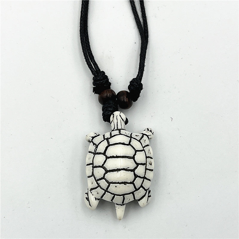 Wholesale Vintage Turtle Necklace Carved Turtle Pendant Resin Sweater Chain ACC-NE-ShuangDe001