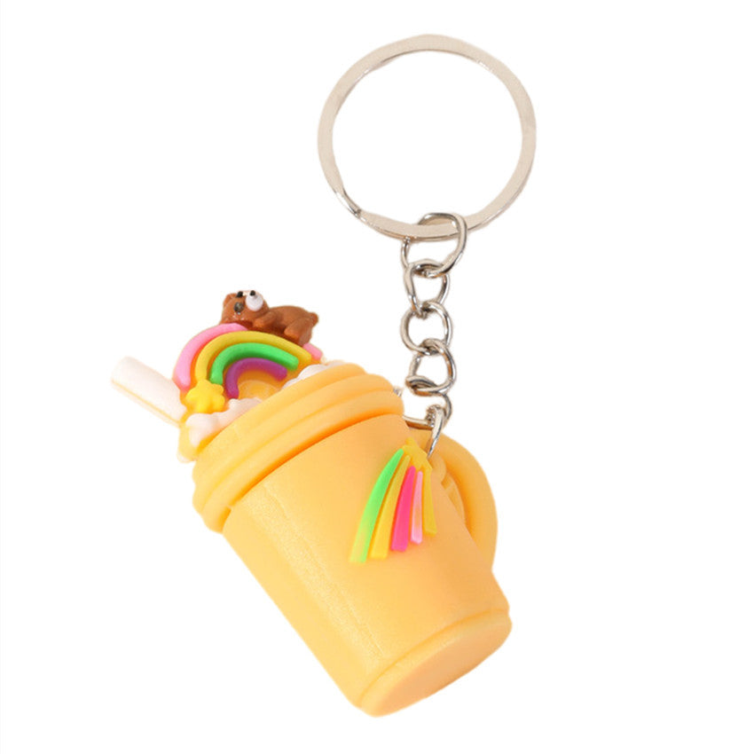 Wholesale PVC Rainbow Milk Tea Cup Keychains ACC-KC-RongRui002