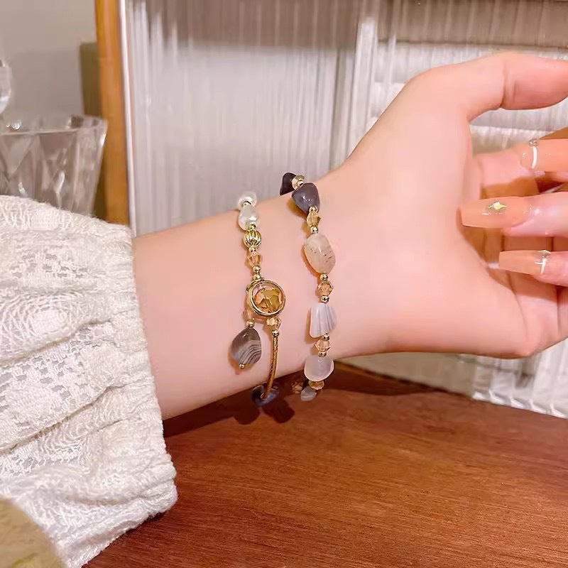 Wholesale Crystal Electroplated Double Layer Bracelet - Trendy Everyday Jewelry Accessory for Women Gift
