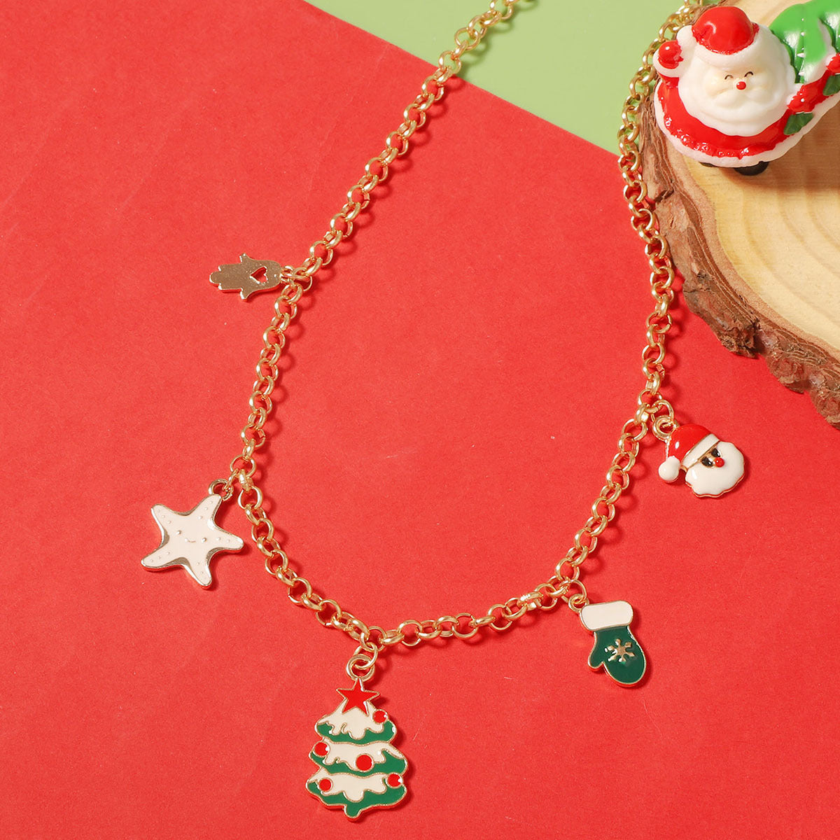 Wholesale Cartoon  Christmas tree necklace