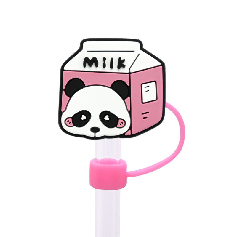 Wholesale Random 100pcs Cute Cartoon Panda Straw Cover 10MM Straw Tube Cap