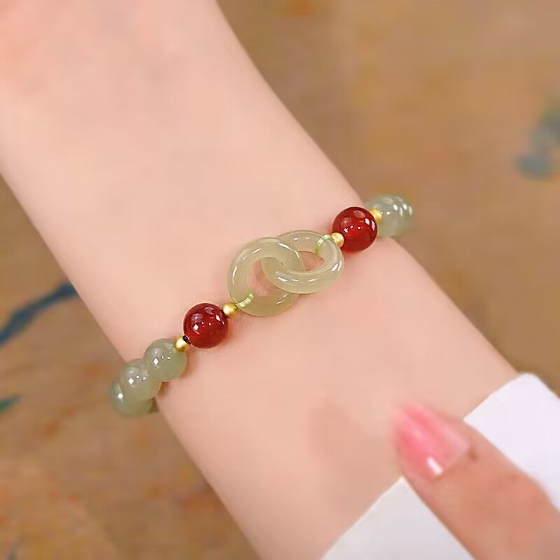 Wholesale Trendy Handmade Red Glass Bead Bracelet With Peace Buckle Charm Unisex Jewelry Accessory Birthday Gift For Best Friend