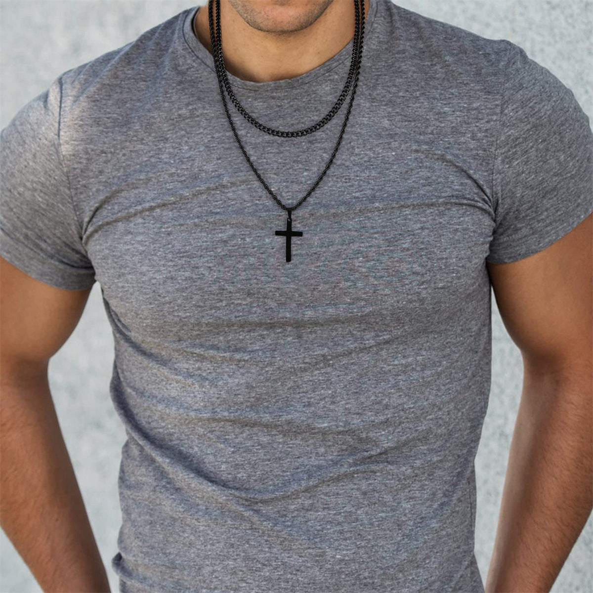 Wholesale Stainless steel multi-layered cross necklace