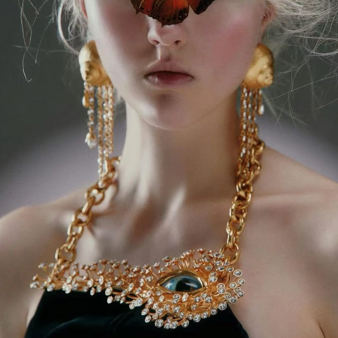 Wholesale  Personality Burst Eye Full Diamond Necklace