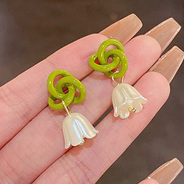 Wholesale Versatile Summer Fresh Green Floral Stud Earrings