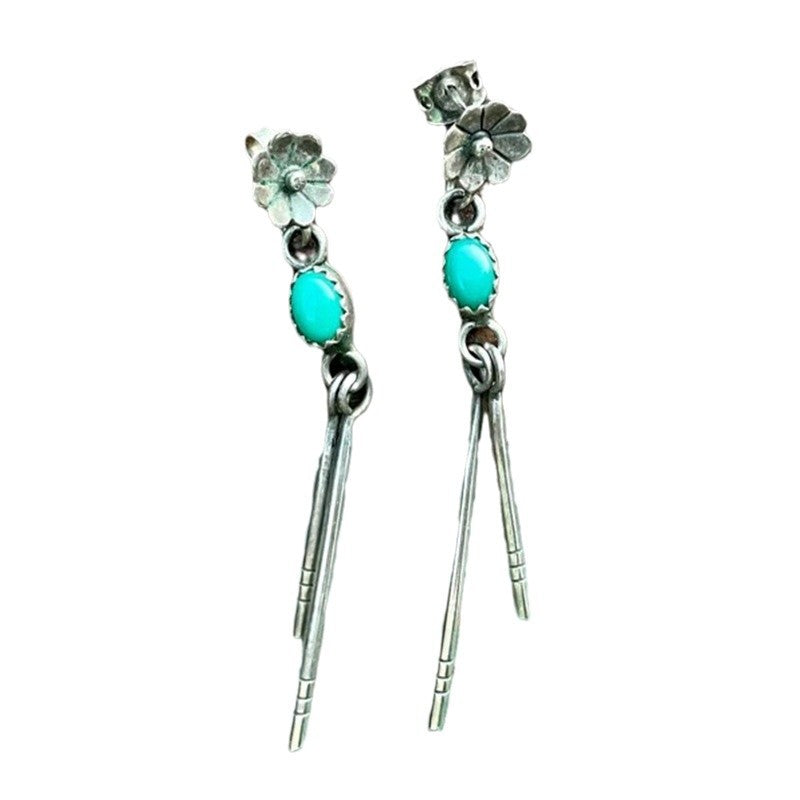 Wholesale Bohemian style carved pine stone long earrings