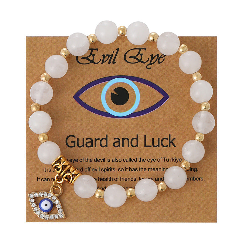 Wholesale  8mm Pink Zebra Stone Bracelet Devil' s Eye Pendant Bracelet