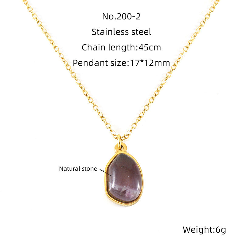 Wholesale  irregular natural stone necklace stainless steel does not fade 18K gold plated clavicle chain