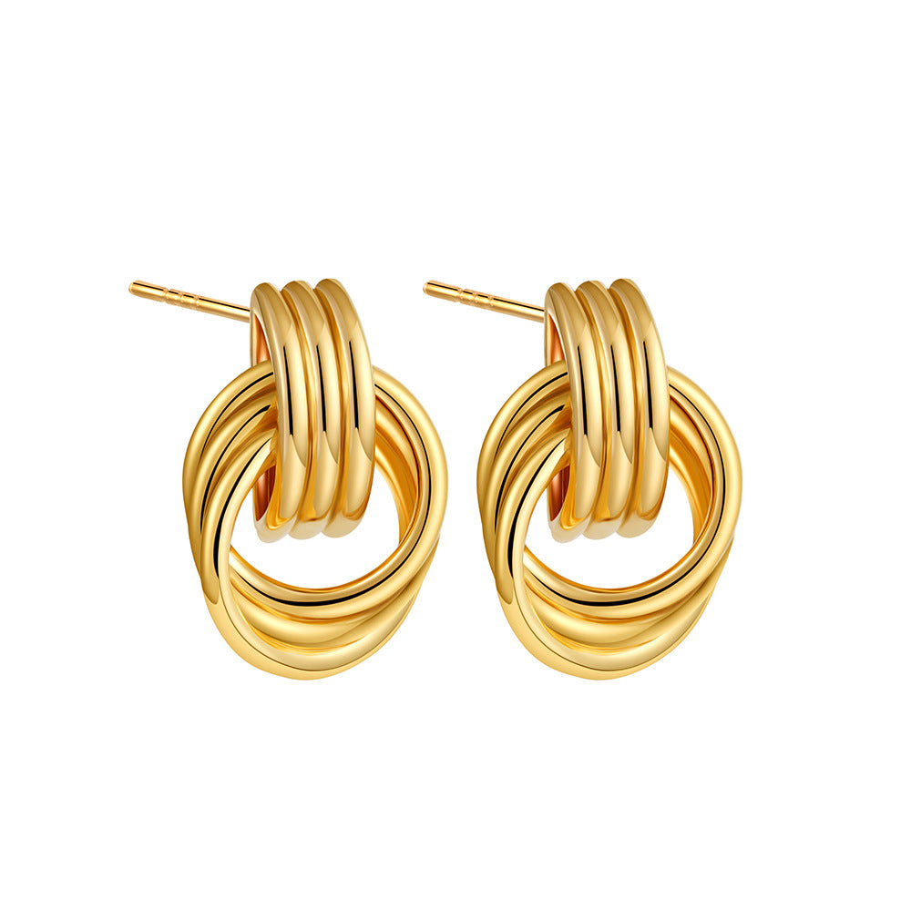 Wholesale 18K Gold and Silver Double Color Earrings