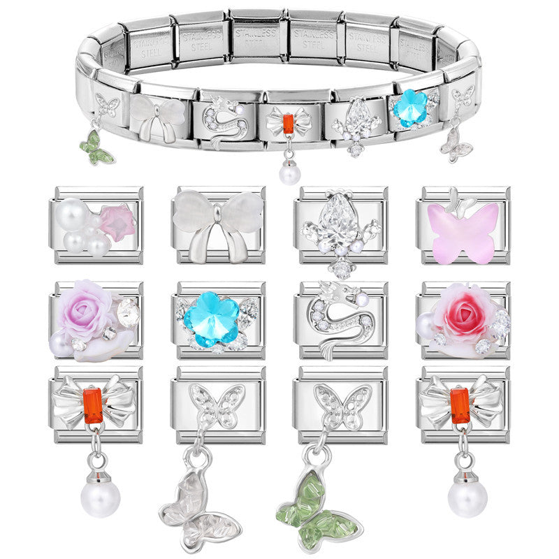 Wholesale Italian Charm Bracelet 9mm DIY Splicing Cute Creative Pendant Stainless Steel Composable Bracelet