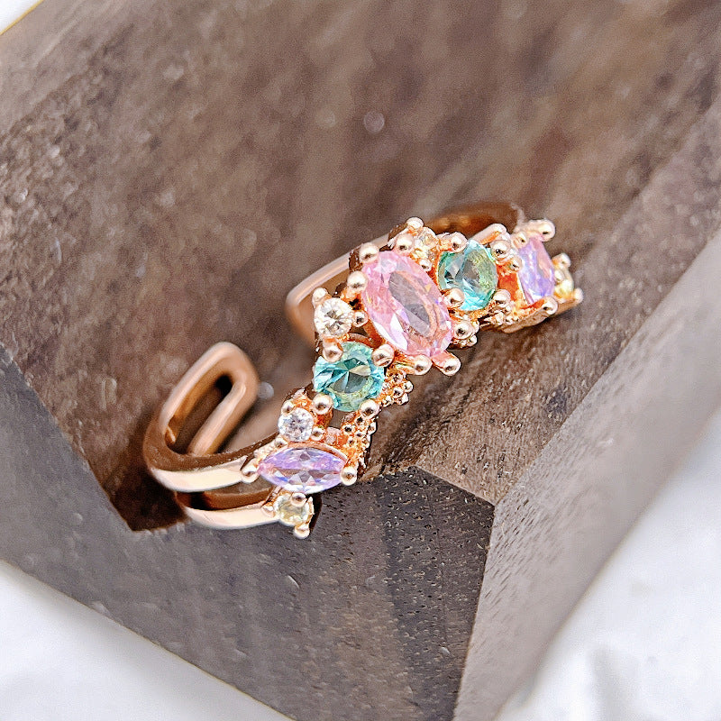 Wholesale Light Luxury Zircon Heart Open Rings ACC-RS-YXY007