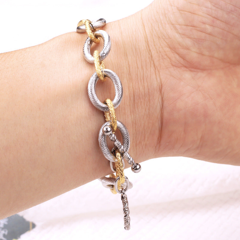 Wholesale Titanium Steel 0-shaped Buckle Handmade Chain Bracelet ACC-BT-QianCai006