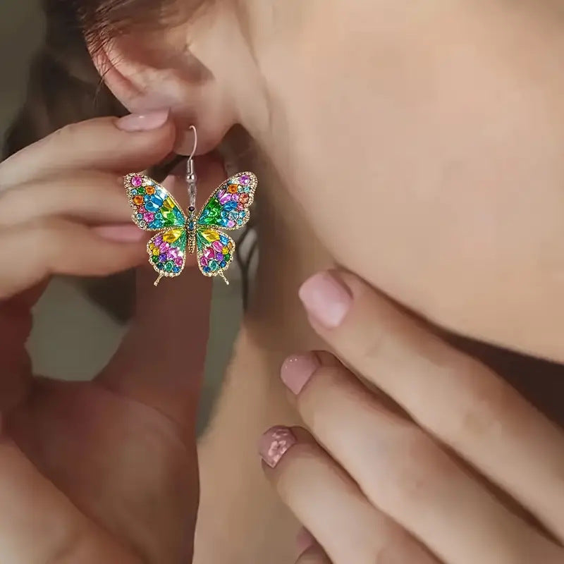 Wholesale  Retro Colorful Butterfly 2d Acrylic Earrings