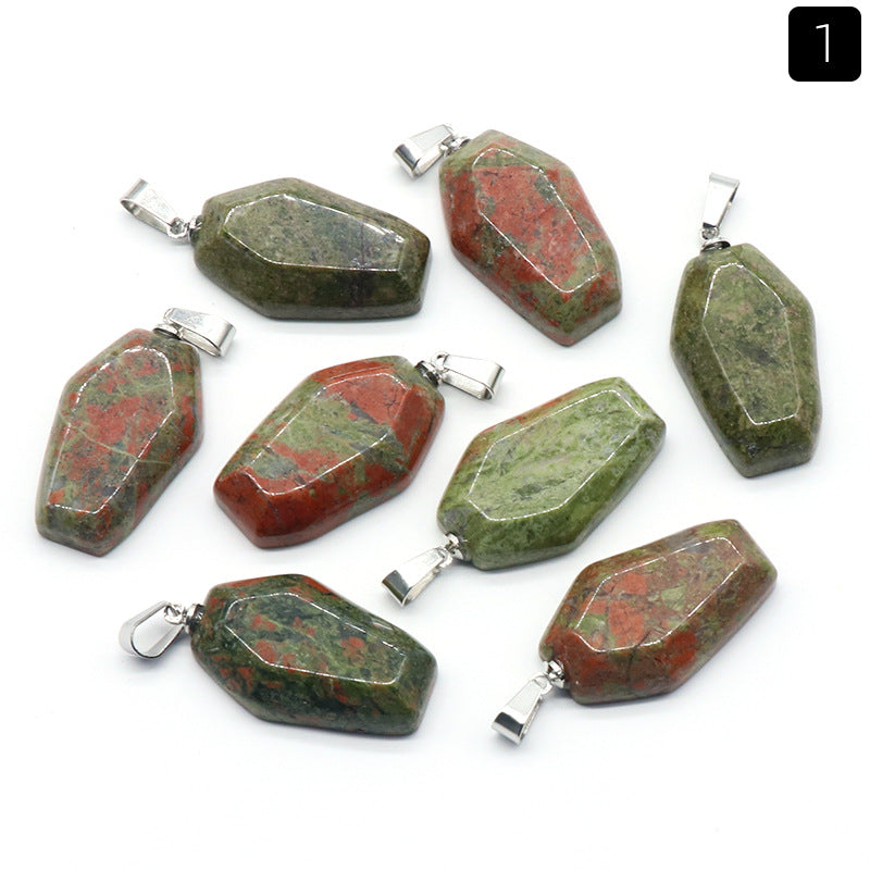 Wholesale Mini Coffin Board Natural Crystal Stone Coffin Board Necklace Pendant ACC-PT-KeSuo004