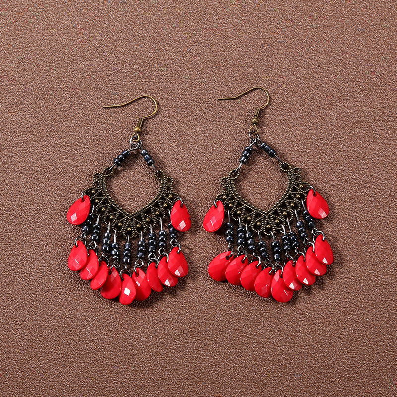 Wholesale Bohemian Tassel Turquoise Earrings Retro Ethnic Style ACC-ES-Gumi002