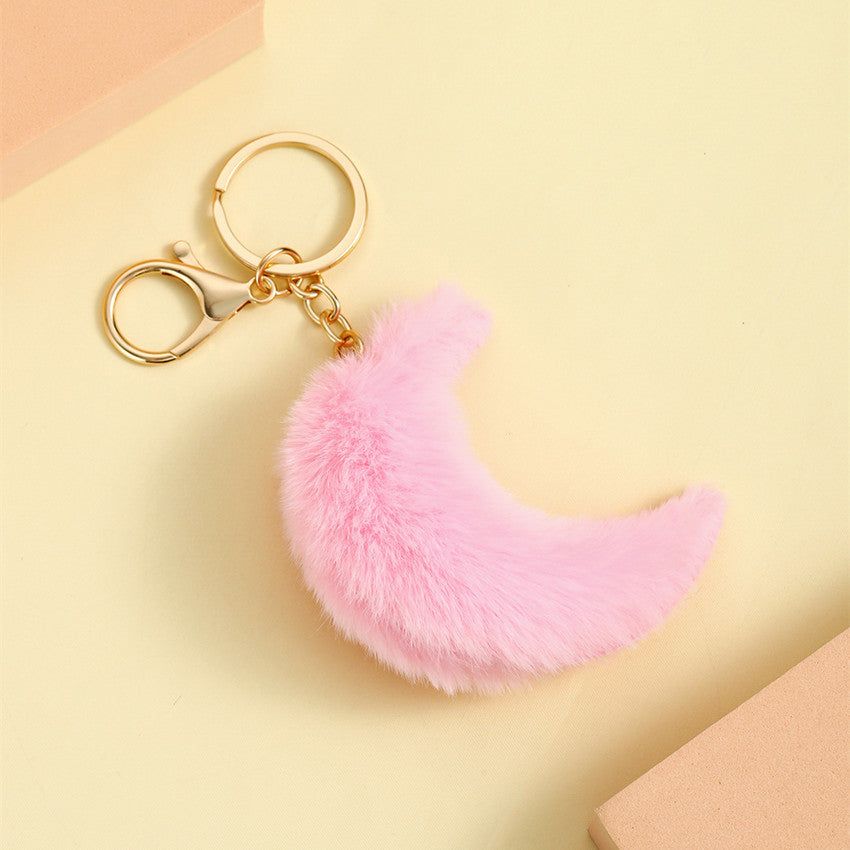Wholesale Moon Fur Ball Plush Keychain