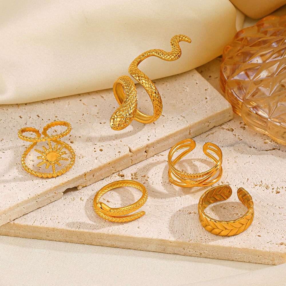 Wholesale Stainless Steel Snake Open Adjustable Ring