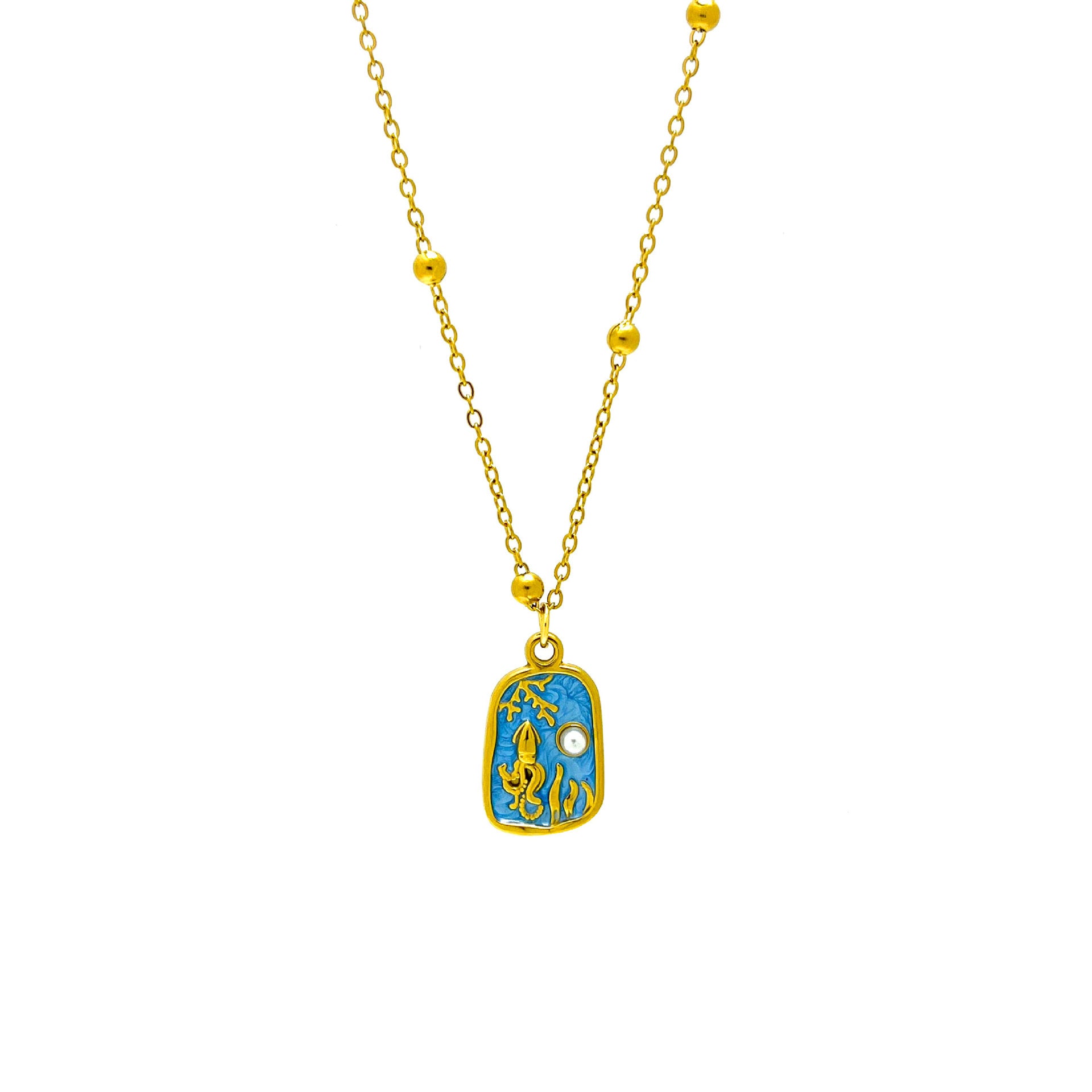 Wholesale titanium steel  colorfast oil-drop pattern Necklace