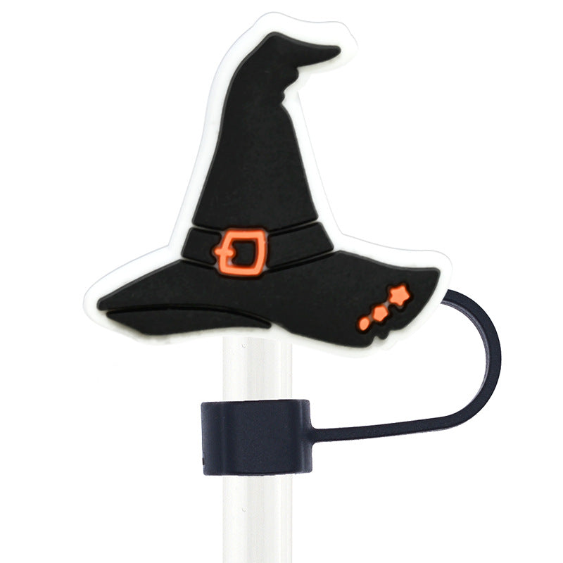 Wholesale Random 100pcs Halloween 10mm PVC Soft Straw Tube Cap ACC-SCR-RYY070