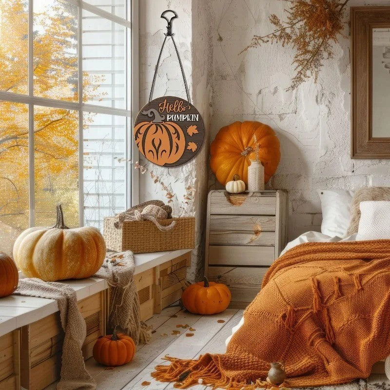 Wholesale  pumpkin wooden sign wall decoration hanging piece