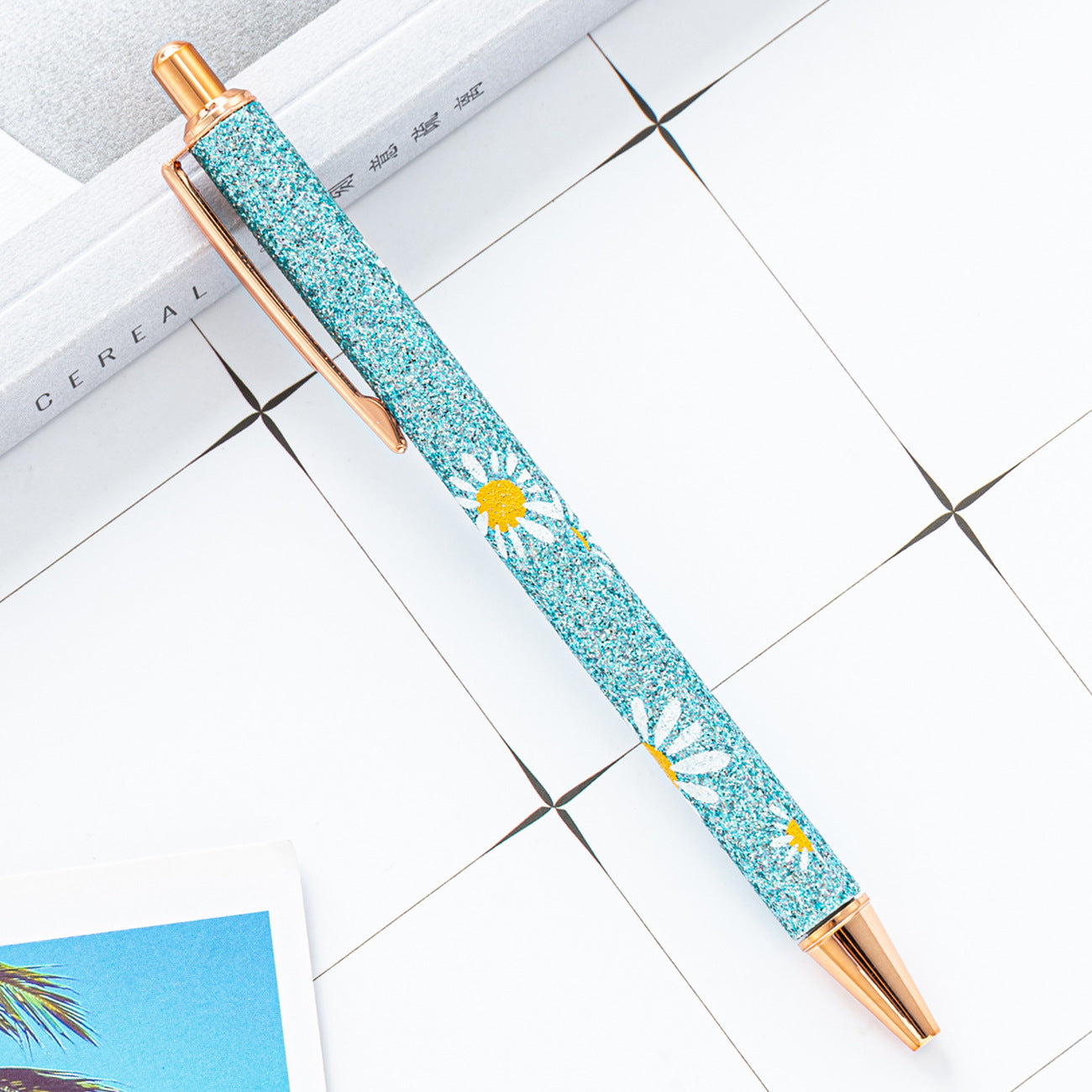 Wholesale Gold Powder Press Ballpoint Pen Glitter Chalk Metal Pen ACC-PN-HuaHao018