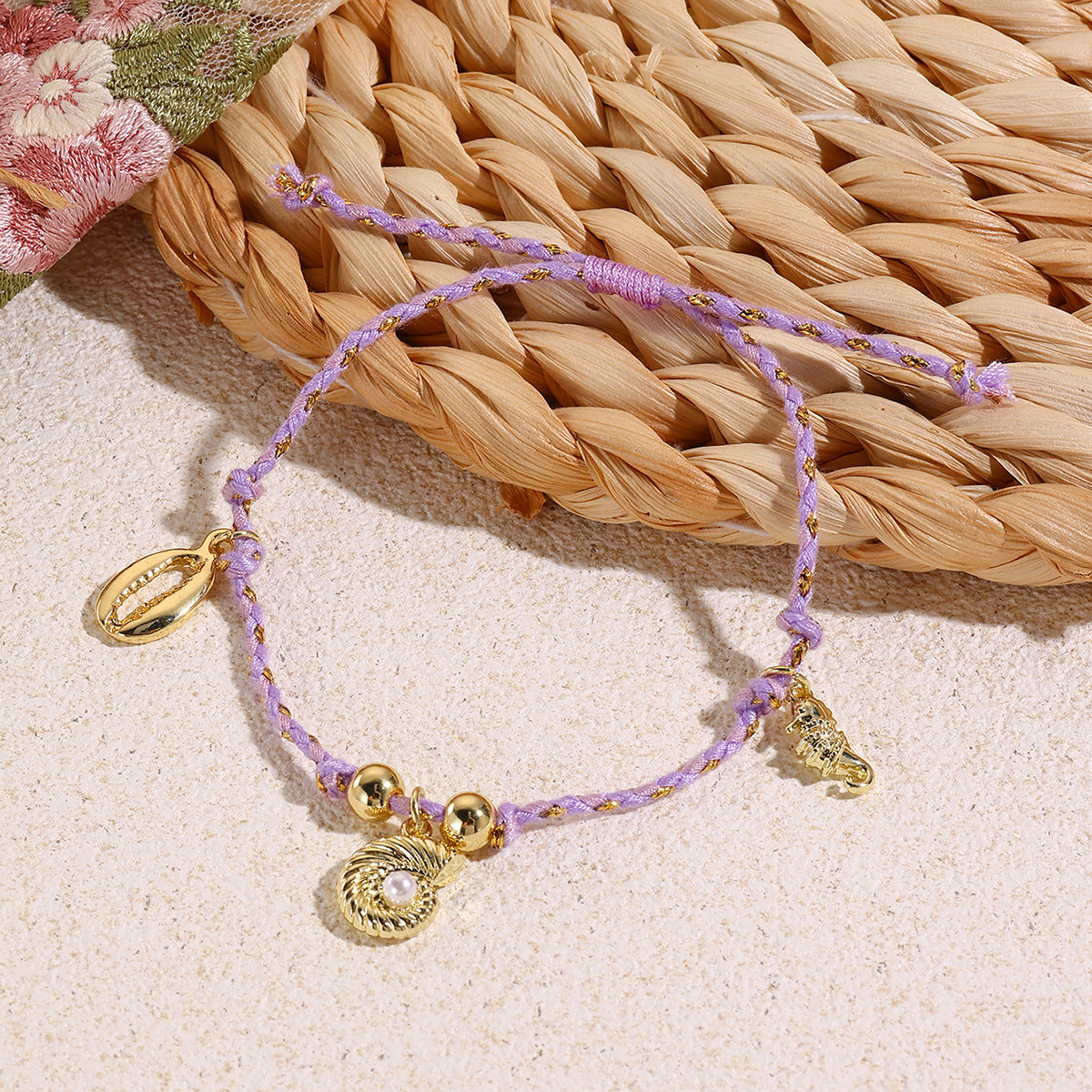 Wholesale Bohemian Ocean Style Handwoven Bracelet With Turtle And Starfish Pendants Adjustable Cord Souvenir Gift Jewelry Accessory