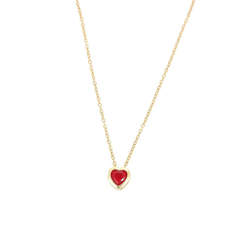 Wholesale Colorful Heart Zircon Necklace Stylish Everyday Collarbone Chain Fashion Accessory Gift