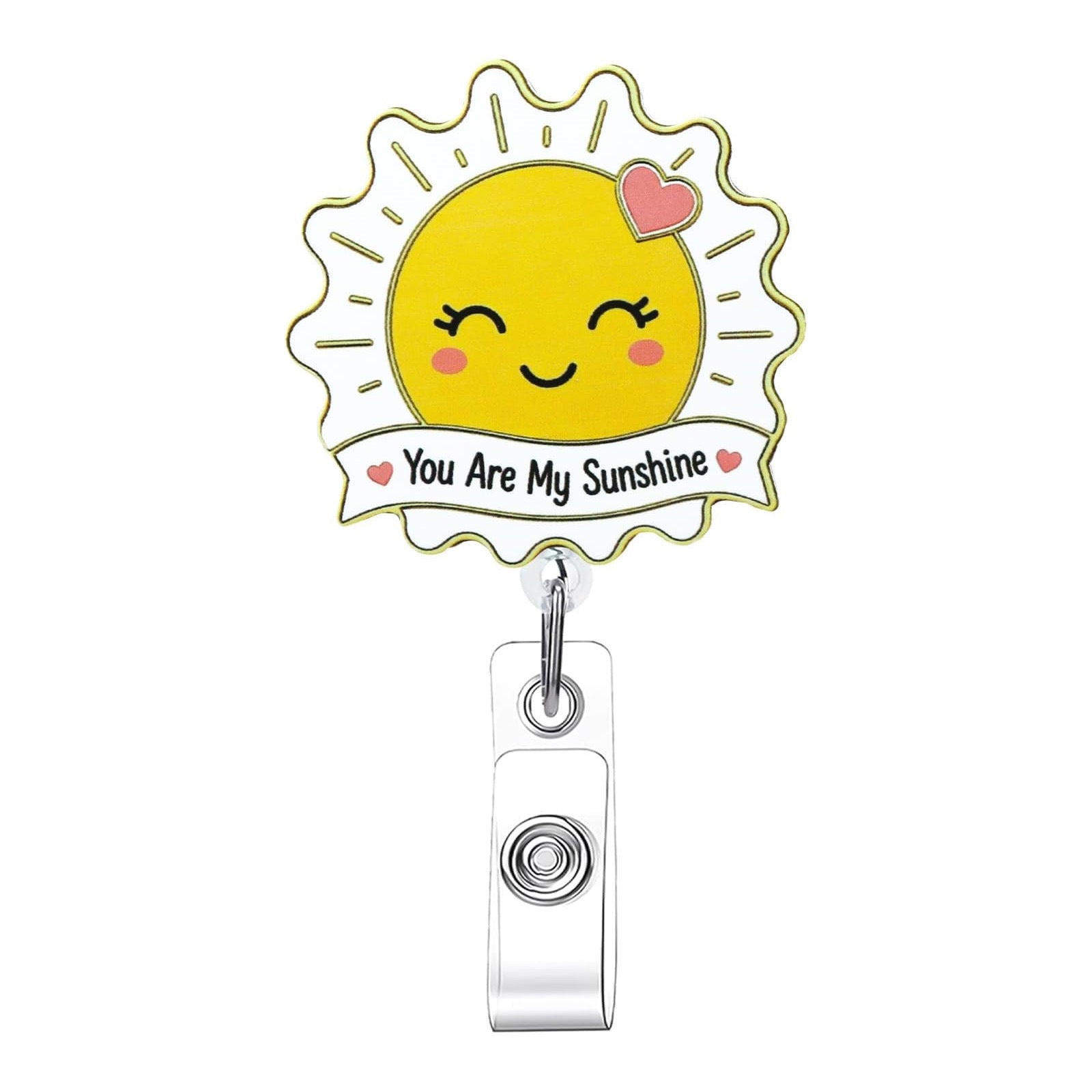 Wholesale Glitter Acrylic Retractable Badge Reel with Sun Design,  65cm Telescopic Cord,  Chic ID Card Holder for Office,  Boutique Resale