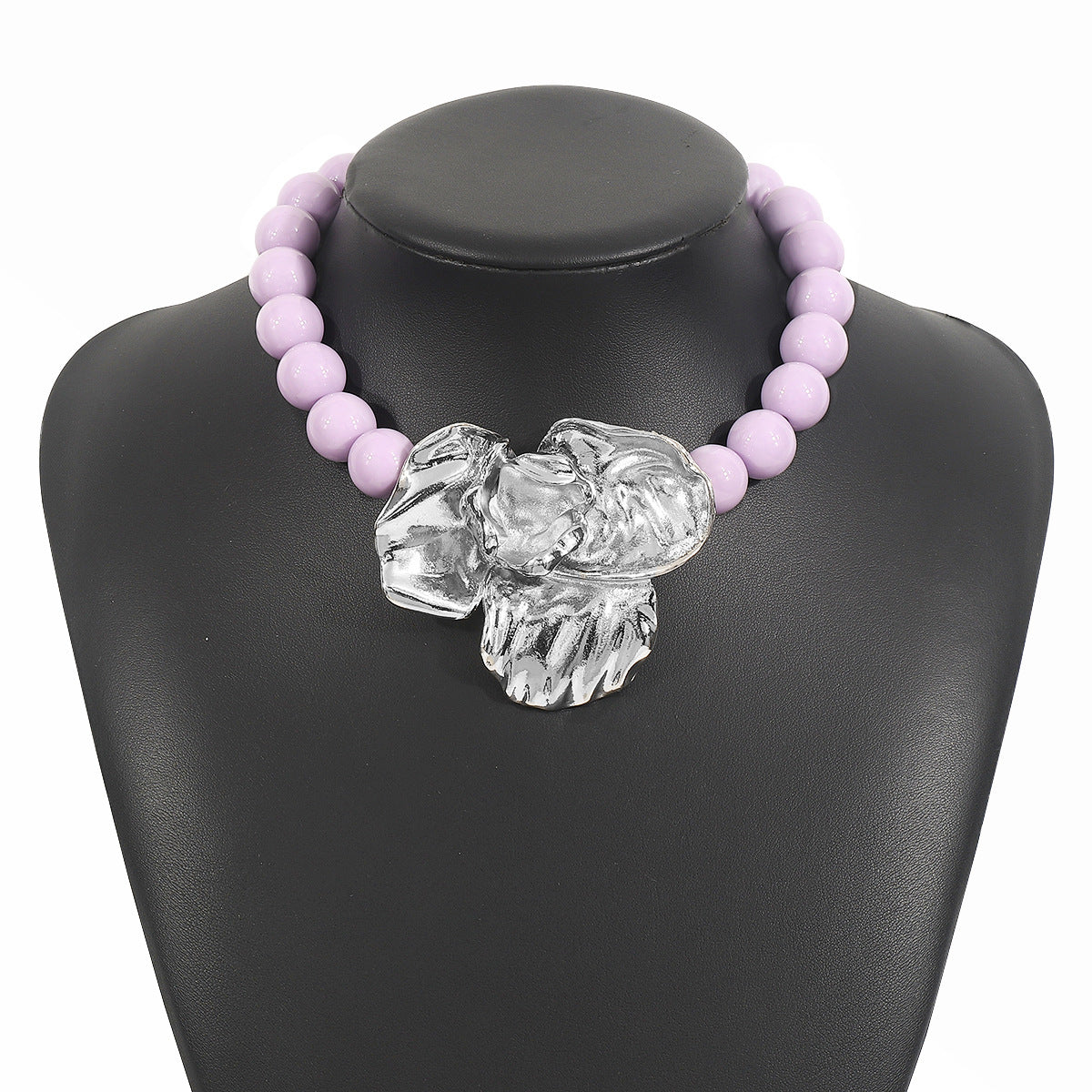 Wholesale Exaggerated Personality Flower Pendant Neck Chain Multicolor Beaded Necklace