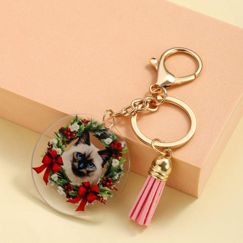 Wholesale 3D Printed Acrylic Cat Keychain ACC-KC-RongRui037