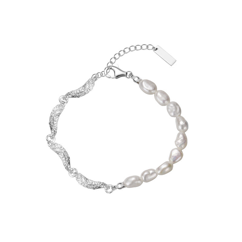 Wholesale Irregular Silver S925 Sterling Silver Special-shaped Pearl Bracelet ACC-BT-YWE006
