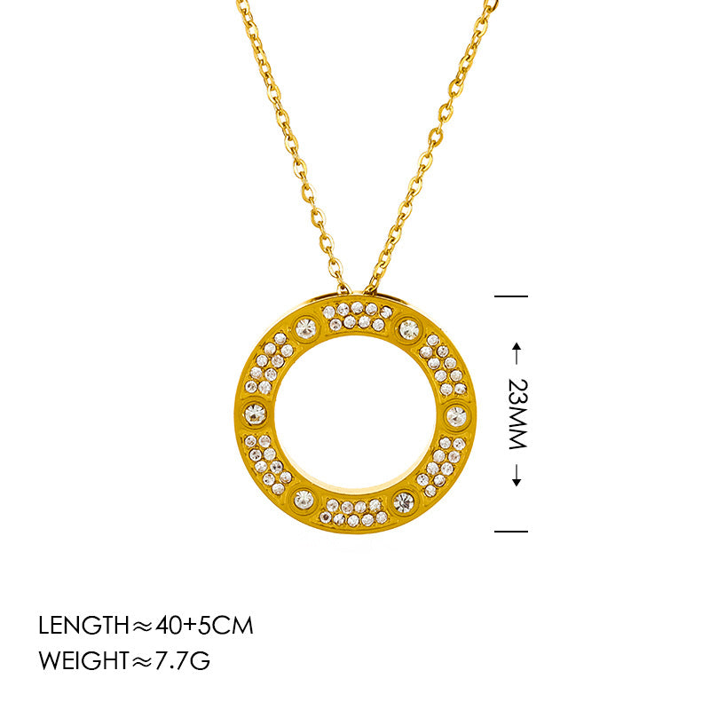 Wholesale Kajia Pancake Gumpsial Star Diamond-encrusted Six-diamond Necklace 18K Ring Necklace Couple Titanium Steel Clavicle Chain All-match Pendant