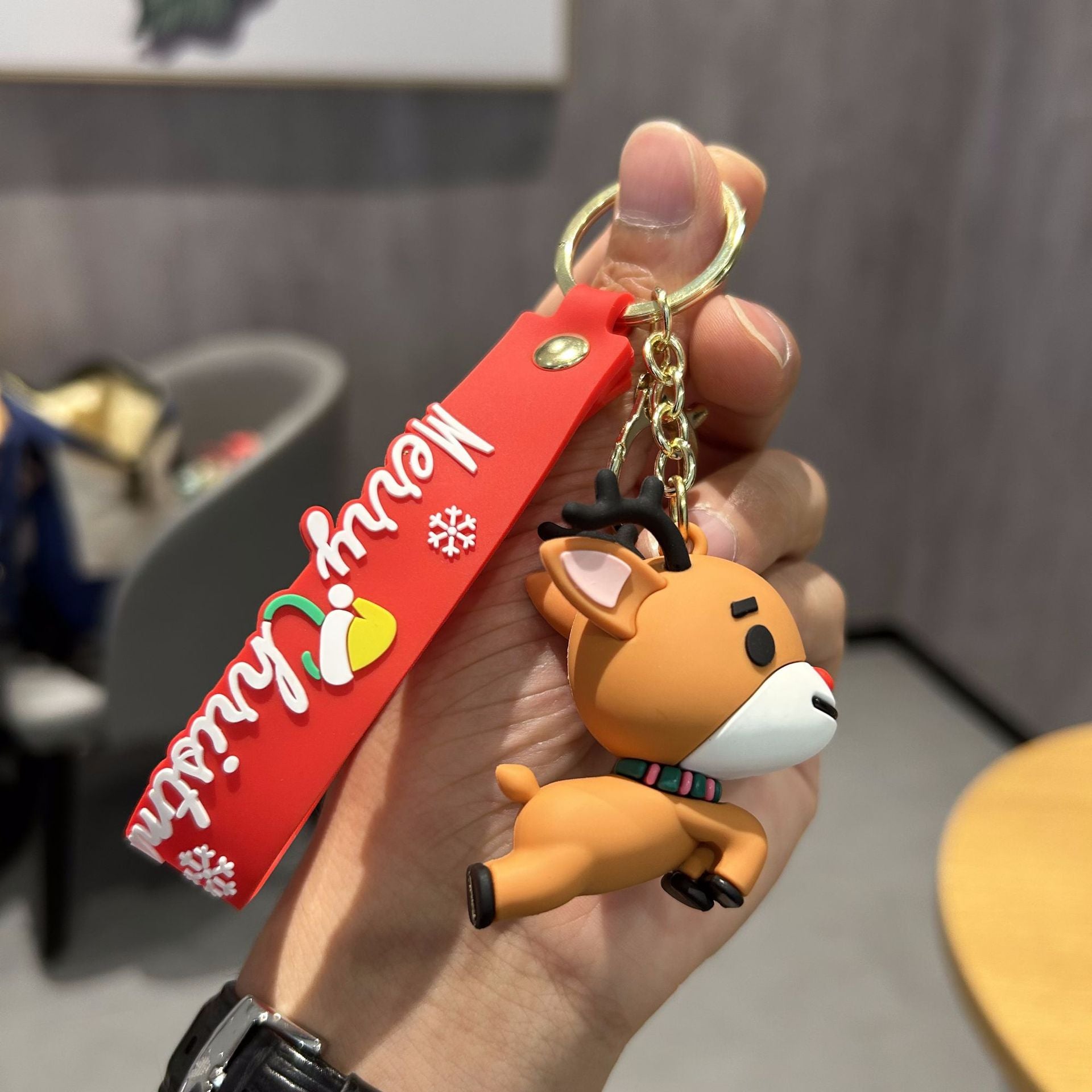 Wholesale PVC Soft Rubber Creative Christmas Old Man Christmas Tree Keychain ACC-KC-WuY002