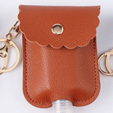 Wholesale PU Leather Keychain Bag Charm Portable Hand Sanitizer Perfume Bottle Case Holder Earthy Yellow Stylish Gift For Wedding