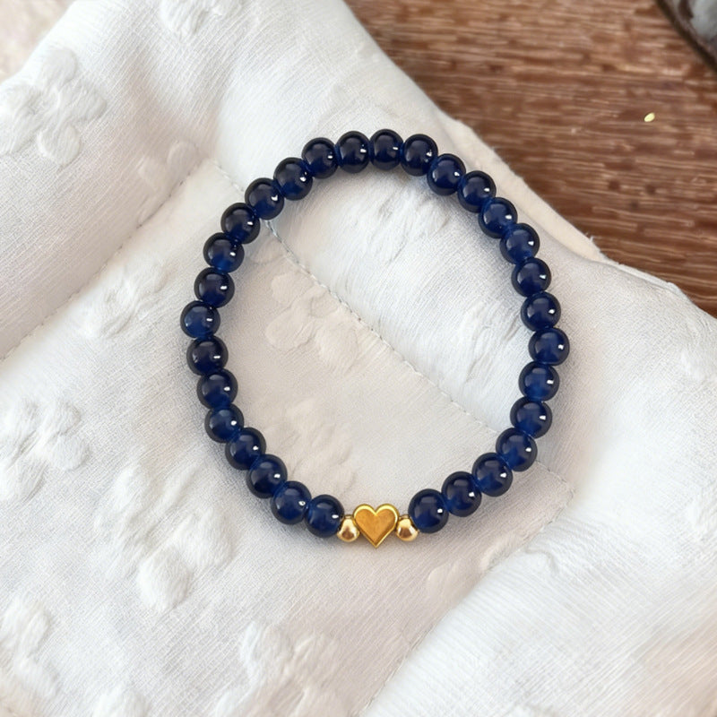 Wholesale Love Crystal Beaded Elastic Rope Bracelet